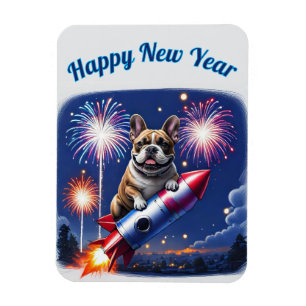 Französische Bulldogge Neujahr French Bulldog  Magnet
