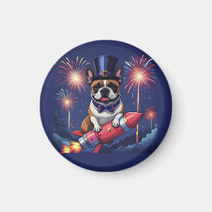 Französische Bulldogge Neujahr French Bulldog  Magnet