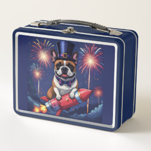 Französische Bulldogge Neujahr French Bulldog  Metall Brotdose