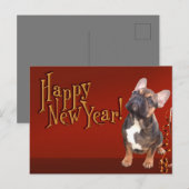  französische Bulldogge Neujahr French Bulldog Postkarte (Vorne/Hinten)
