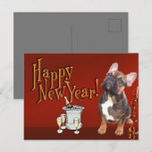 französische Bulldogge Neujahr French Bulldog Postkarte (Vorne/Hinten)