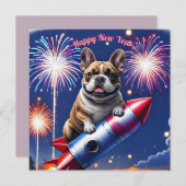 Französische Bulldogge Neujahr lustig Rakete (Vorne/Hinten)
