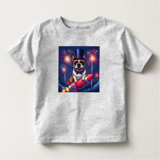 Französische Bulldogge Neujahr lustig Rakete Kleinkind T-shirt
