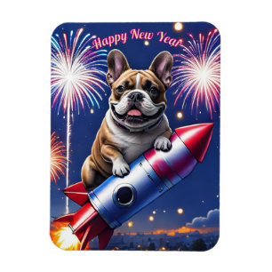Französische Bulldogge Neujahr lustig Rakete Magnet