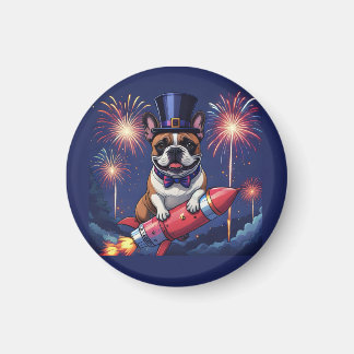 Französische Bulldogge Neujahr lustig Rakete Magnet