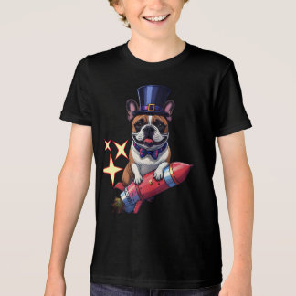 Französische Bulldogge Neujahr lustig  Rakete Tri-Blend Shirt