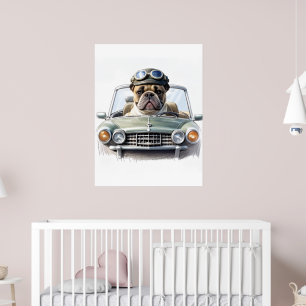 Französische Bulldogge Oldtimer Bulldog Vatertag  Poster