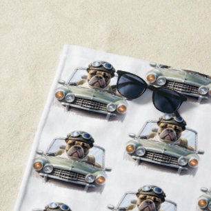 Französische Bulldogge Oldtimer Bulldog Vatertag  Strandtuch