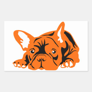Französische Bulldogge orange schwarz Rechteckiger Aufkleber