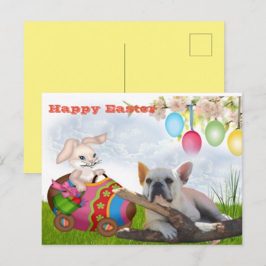 französische Bulldogge Ostern French Bulldog  Postkarte (Vorne/Hinten)