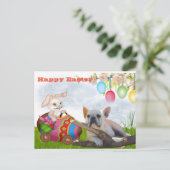 französische Bulldogge Ostern French Bulldog  Postkarte (Stehend Vorderseite)