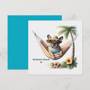 Französische Bulldogge Palme Strand French Bulldog Einladung