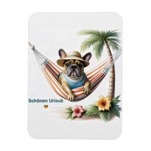 Französische Bulldogge Palme Strand French Bulldog Magnet