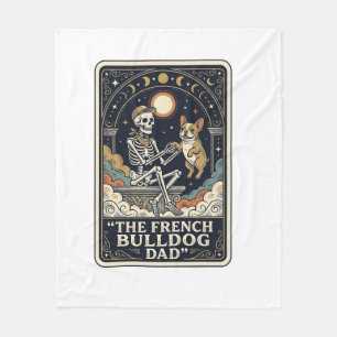 Französische Bulldogge Papa Vintage Skelett Tarot Fleecedecke