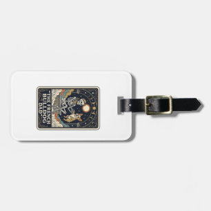 Französische Bulldogge Papa Vintage Skelett Tarot  Gepäckanhänger