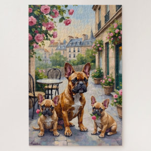 Französische Bulldogge Paris Garden Art Puzzle