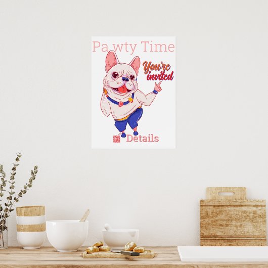 Französische Bulldogge Party Plakat (Küche)