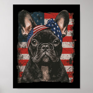 Französische Bulldogge Patriotisch 4. Juli USA Ame Poster