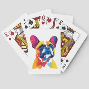 Französische Bulldogge Porträt Illustration Aquare Spielkarten