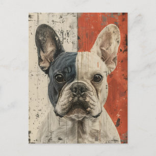Französische Bulldogge Porträt Vintage-Kunstwerk Postkarte