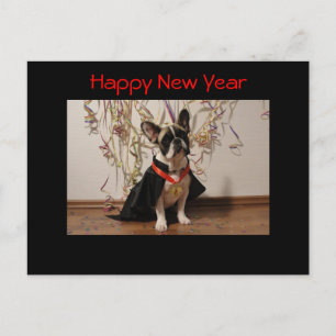 Französische Bulldogge Postkarte "Happy New Year"