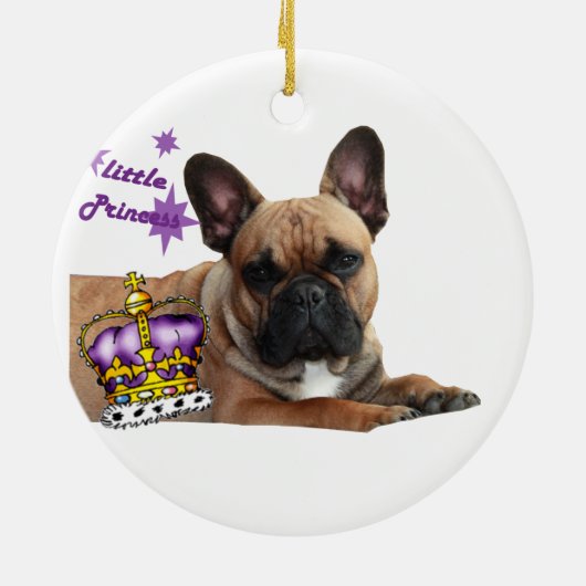 Französische Bulldogge Prinzessin Valentinstag Keramik Ornament (Hinten)