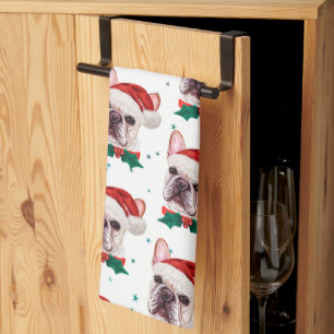 Französische Bulldogge Rasse Weihnachts Hund Muste Geschirrtuch
