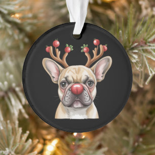 Französische Bulldogge Renntier Hunde Liebhaber We Ornament