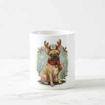 Französische Bulldogge Rentiere Geweih Weihnachts-