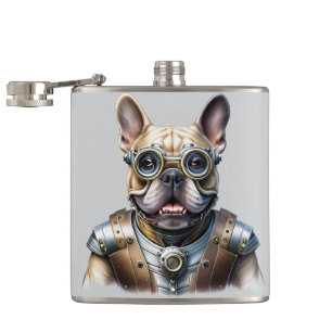 Französische Bulldogge Roboter Vatertag Flachmann