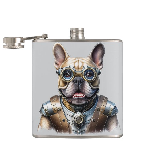 Französische Bulldogge Roboter Vatertag Flachmann (Geöffnet)