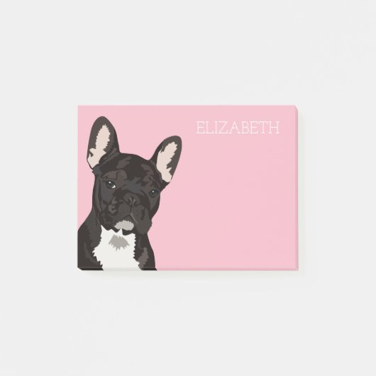 Französische Bulldogge | rosa niedliches Frenchie Post-it Klebezettel (Vorderseite)