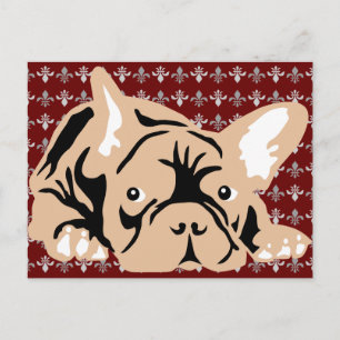 Französische Bulldogge rose Postkarte