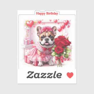 Französische Bulldogge Rosen French Bulldog Aufkleber