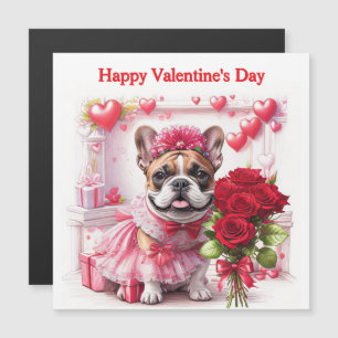 Französische Bulldogge Rosen French Bulldog Magnetkarte