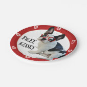 Französische Bulldogge - rote Gläser, geben Küsse Pappteller (Schrägansicht)