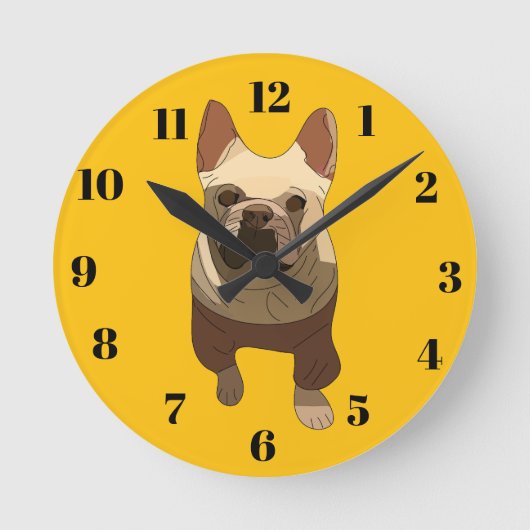 Französische Bulldogge Rund Uhr (Vorderseite)