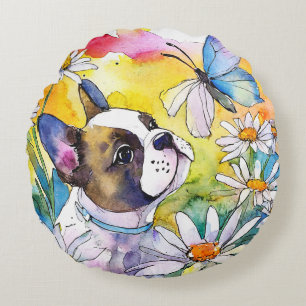 Französische Bulldogge Rundes Kissen