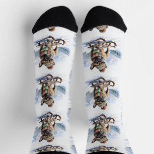 Französische Bulldogge Schlittenfahrt Bulldog Socken