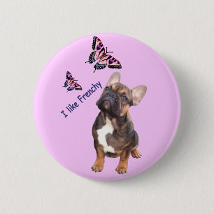Französische Bulldogge Schmetterling  Bulldog Button