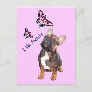 Französische Bulldogge Schmetterling  Bulldog Postkarte