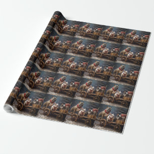 Französische Bulldogge Schneebedeckter Schlitten W Geschenkpapier