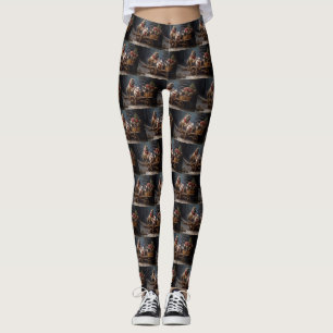 Französische Bulldogge Schneebedeckter Schlitten W Leggings