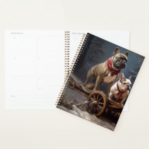 Französische Bulldogge Schneebedeckter Schlitten W Planer