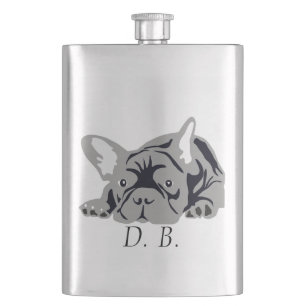 Französische Bulldogge schwarz Flachmann