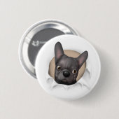 Französische Bulldogge (schwarz) heraus sprengend Button (Vorne & Hinten)