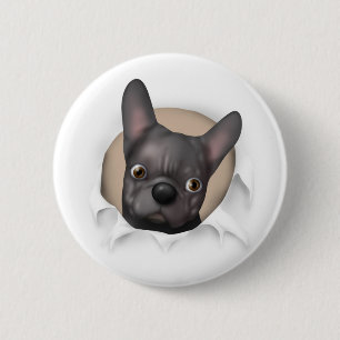 Französische Bulldogge (schwarz) heraus sprengend Button