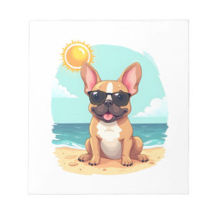 Französische Bulldogge SciFi trägt coole Sonnenbri Notizblock