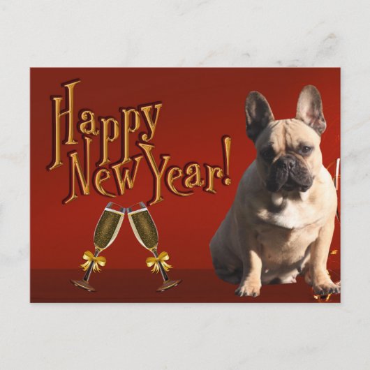 französische Bulldogge Sekt French Bulldog Postkarte (Vorderseite)