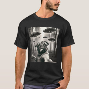 Französische Bulldogge Selfie mit Alien UFO Lustig T-Shirt